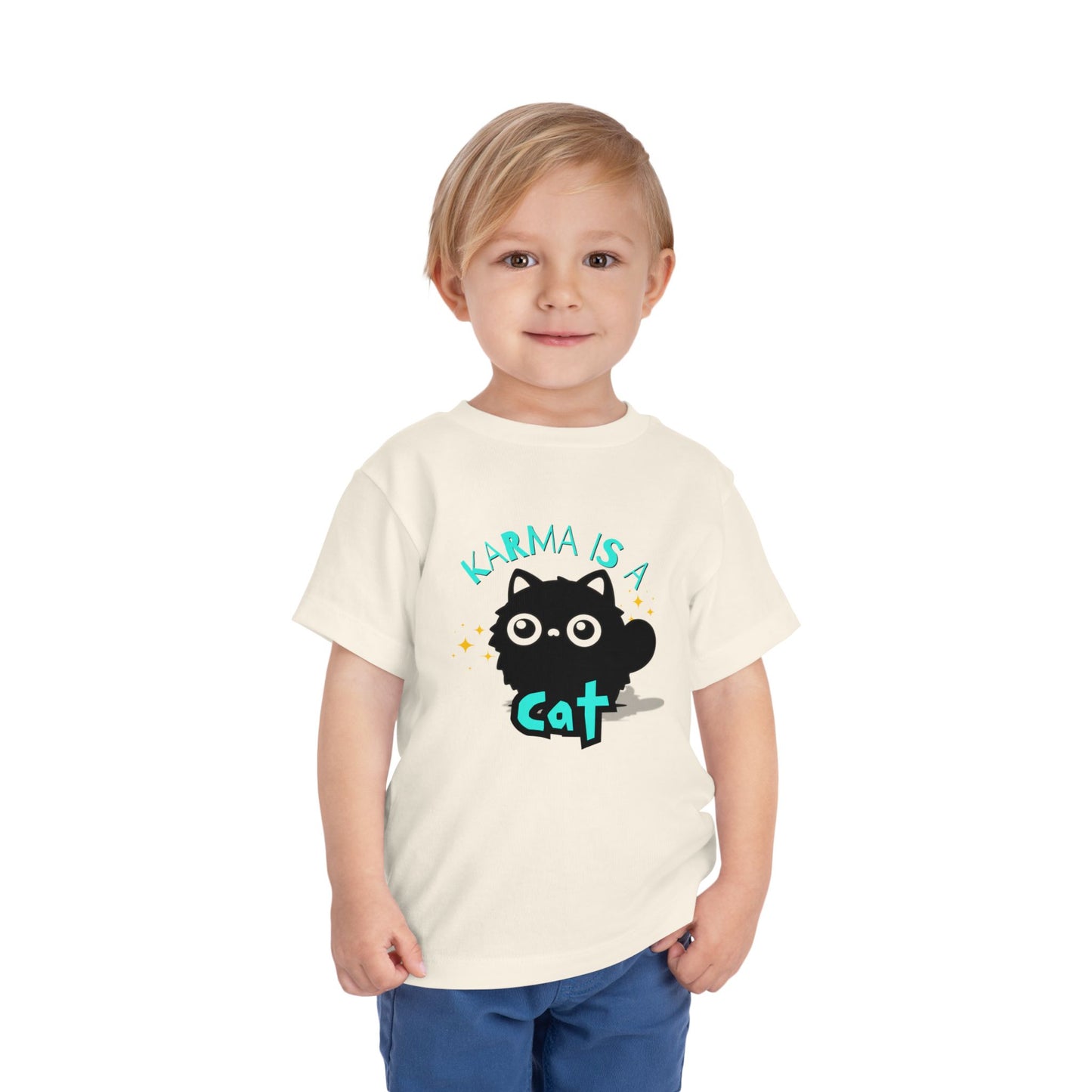 Karma is a Cat - Unisex Toddler/Kid - Front Print on Light & Dark Tees👕