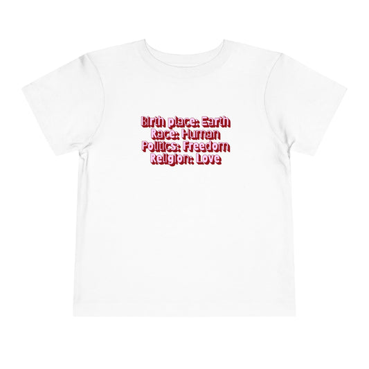 Earthly, Free, Loving Human - Unisex Toddler/Kid - Front Print on Light & Dark Tees👕