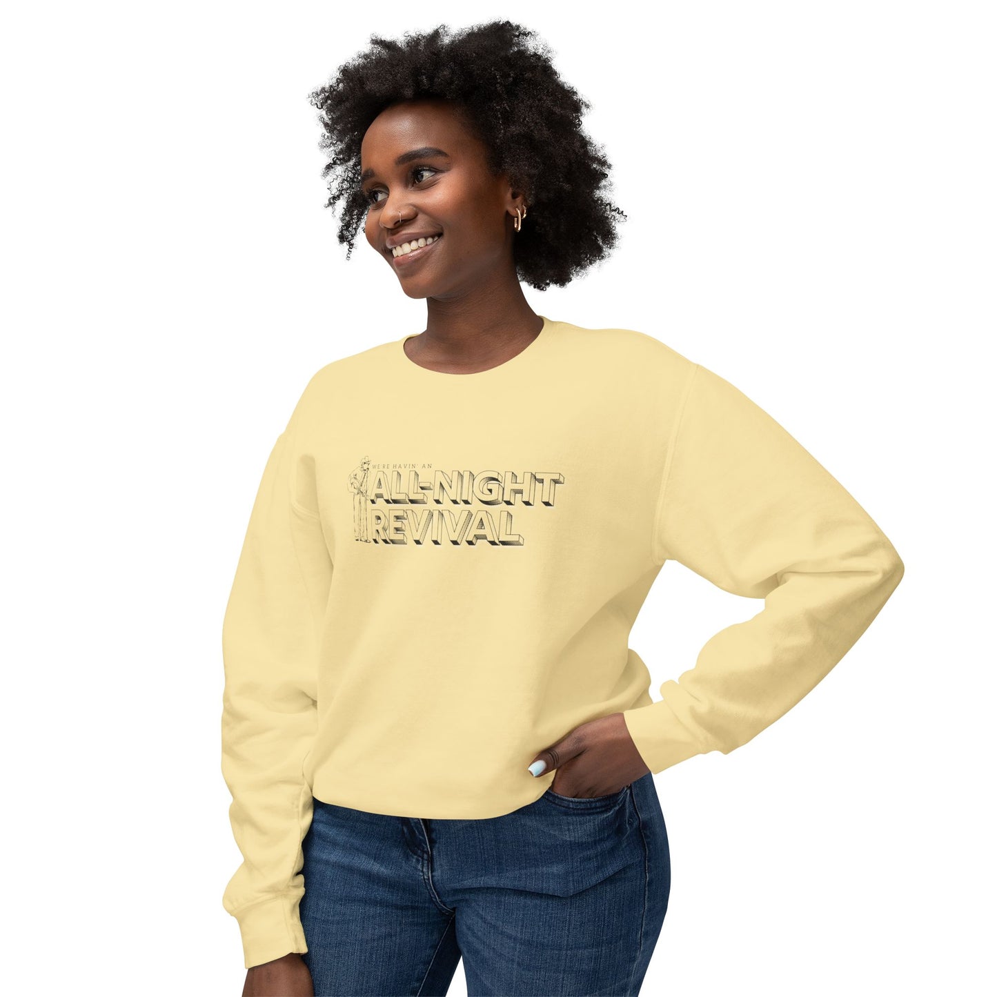 All Night Revival - Unisex - On Dark Lightweight Crewneck Sweatshirt ๐
