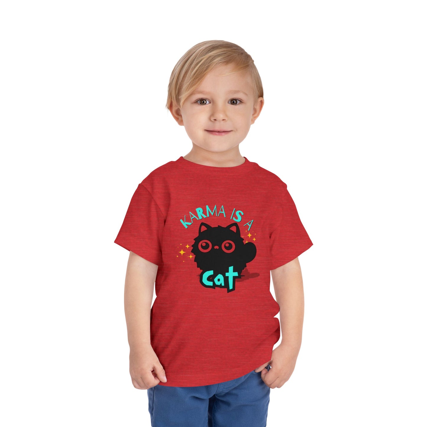 Karma is a Cat - Unisex Toddler/Kid - Front Print on Light & Dark Tees👕