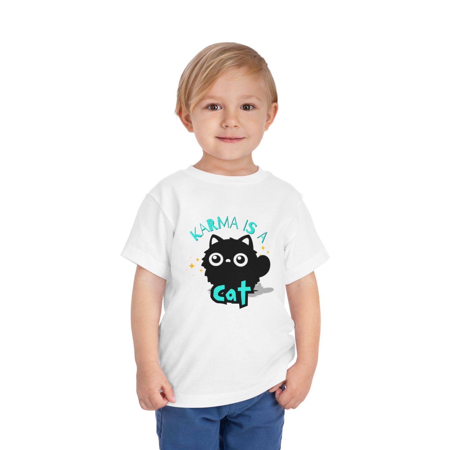 Karma is a Cat - Unisex Toddler/Kid - Front Print on Light & Dark Tees👕