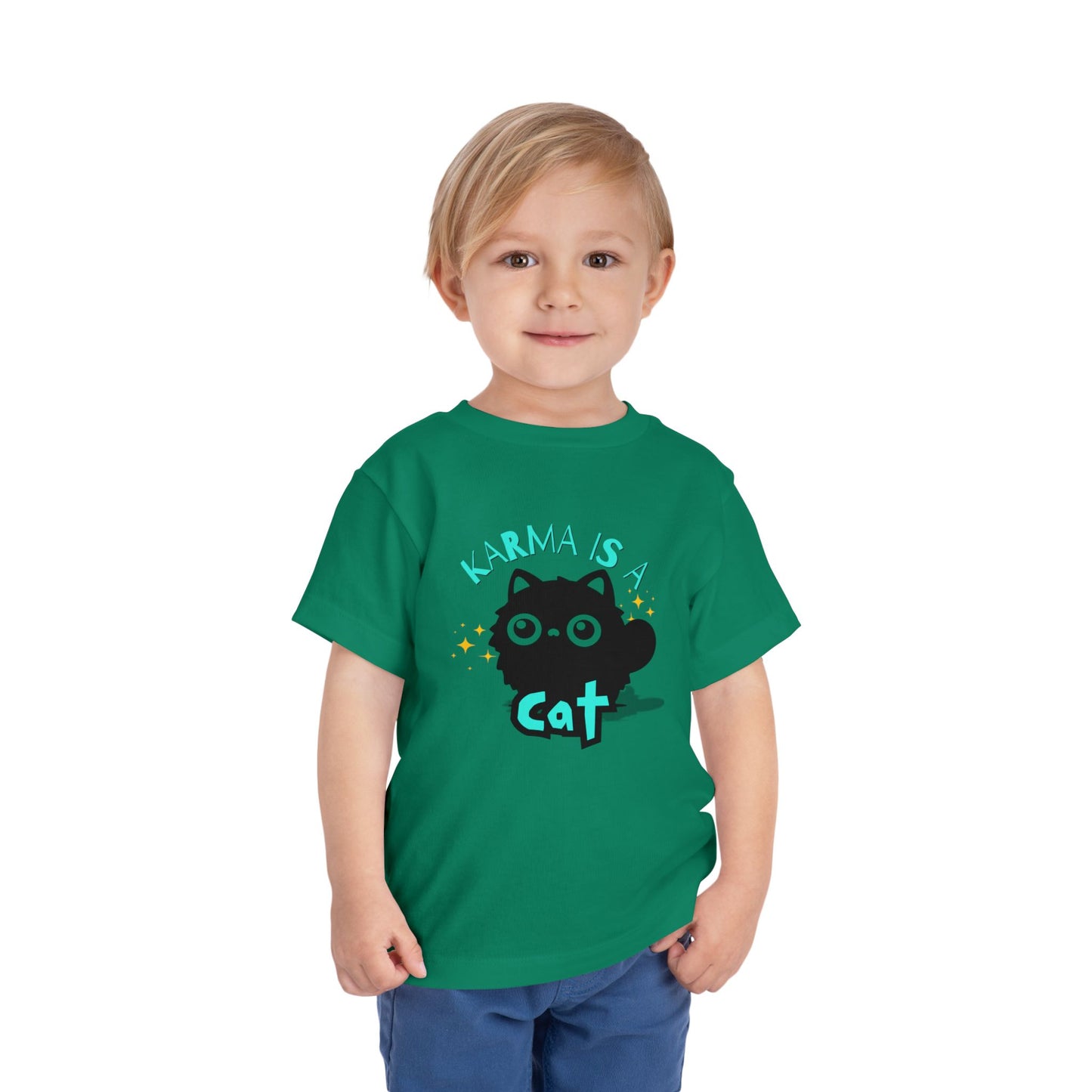 Karma is a Cat - Unisex Toddler/Kid - Front Print on Light & Dark Tees👕