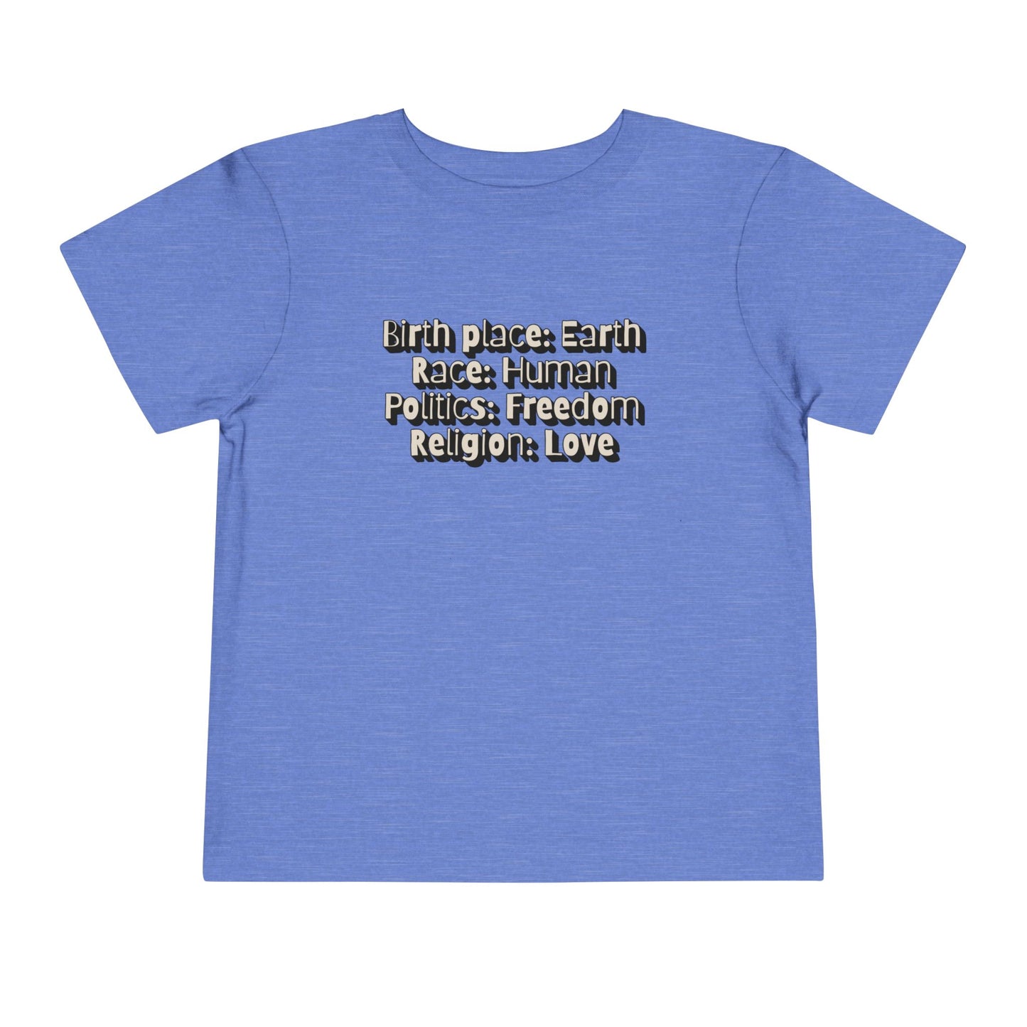 Earthly, Free, Loving Human - Unisex Toddler/Kid - Front Print on Light & Dark Tees👕
