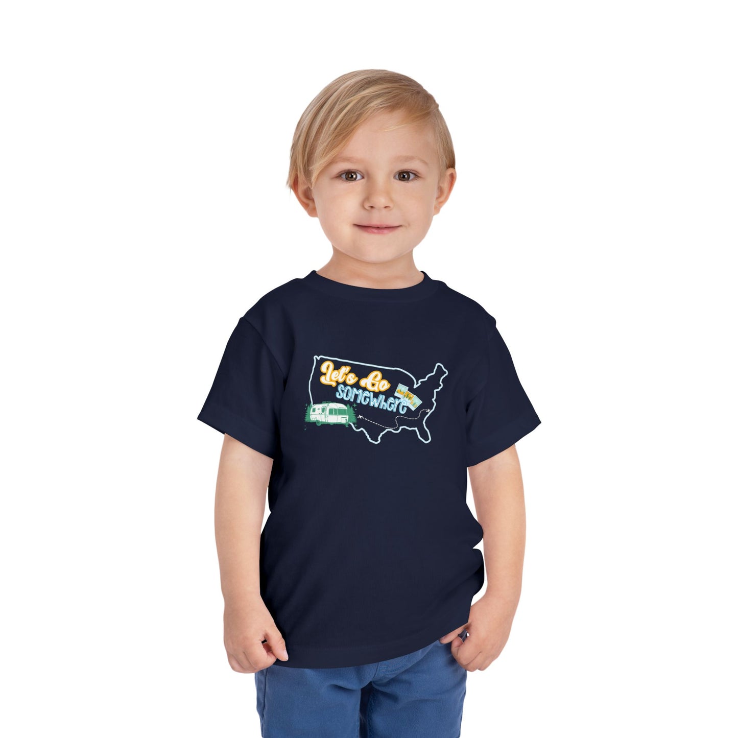 Let's Go Somewhere - Unisex Toddler/Kid - Front Print on Light & Dark Tees👕