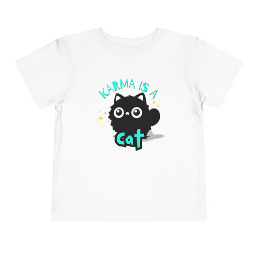 Karma is a Cat - Unisex Toddler/Kid - Front Print on Light & Dark Tees👕