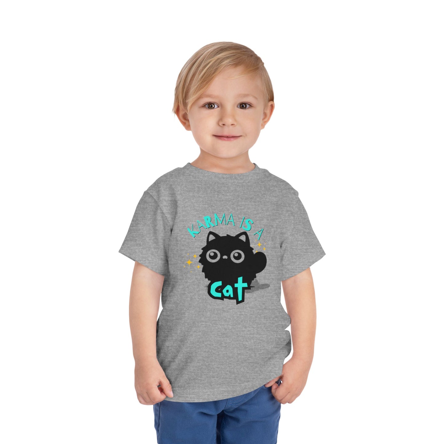 Karma is a Cat - Unisex Toddler/Kid - Front Print on Light & Dark Tees👕