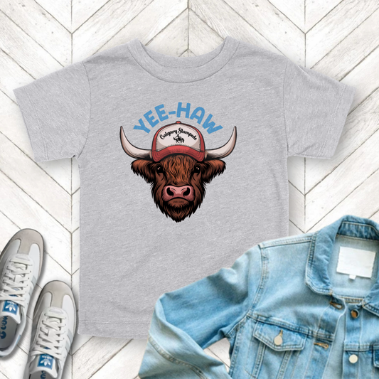 Yee Haw - Unisex Toddler/Kid - Front Print on Light & Dark Tees ๐