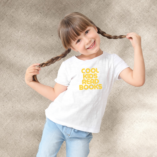 Cool Kids Read Books - Unisex Toddler/Kid - Front Print on Light & Dark Tees👕