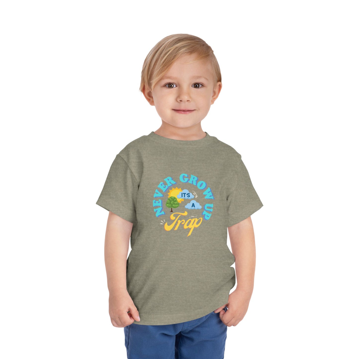 Never Grow Up - Toddler Unisex - Front Print on Light & Dark Tees👕
