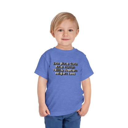 Earthly, Free, Loving Human - Unisex Toddler/Kid - Front Print on Light & Dark Tees👕