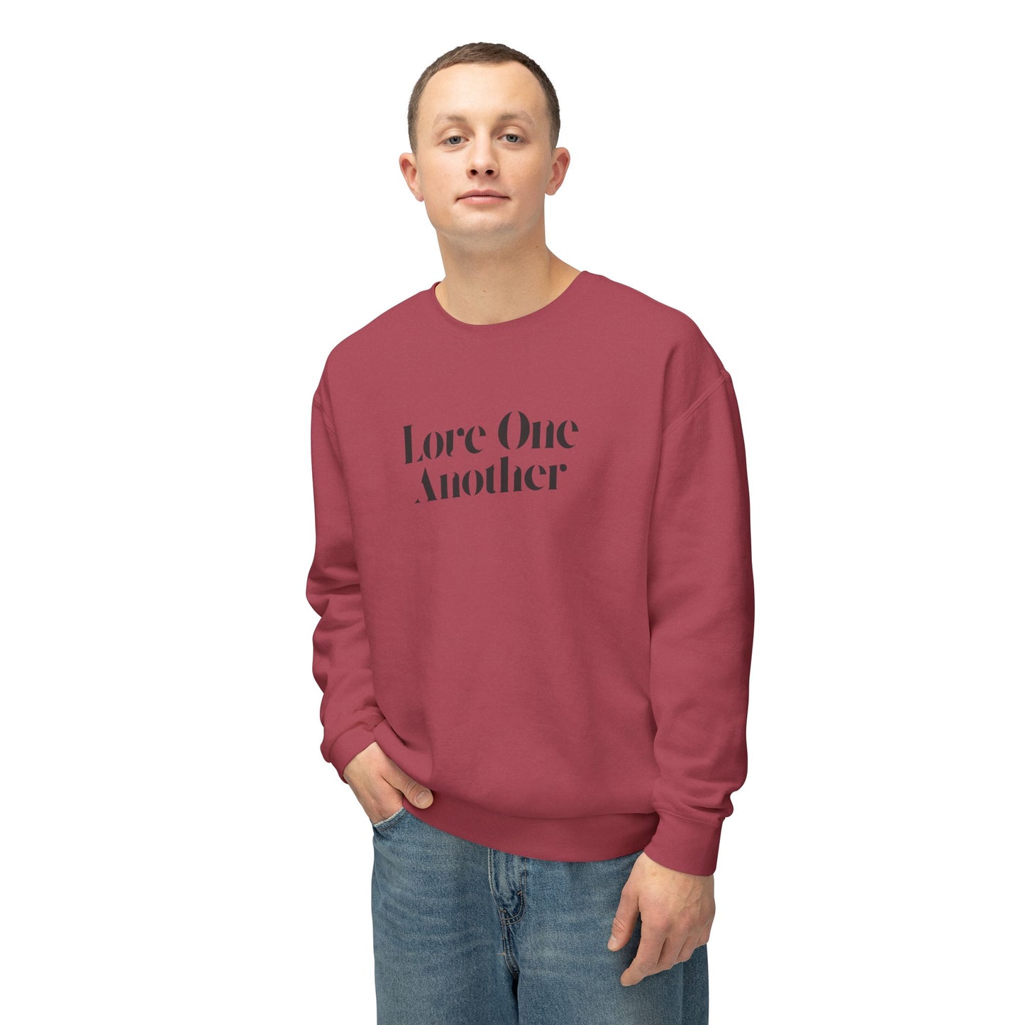 Love One Another - Unisex - On Dark Lightweight Crewneck Sweatshirt 👕