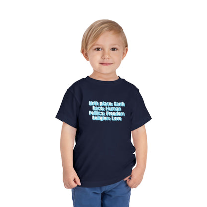Earthly, Free, Loving Human - Unisex Toddler/Kid - Front Print on Light & Dark Tees👕