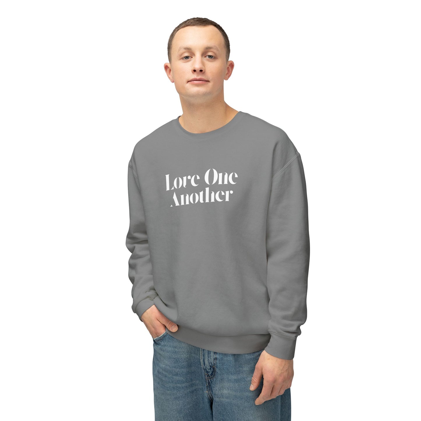Love One Another - Unisex - On Dark Lightweight Crewneck Sweatshirt 👕