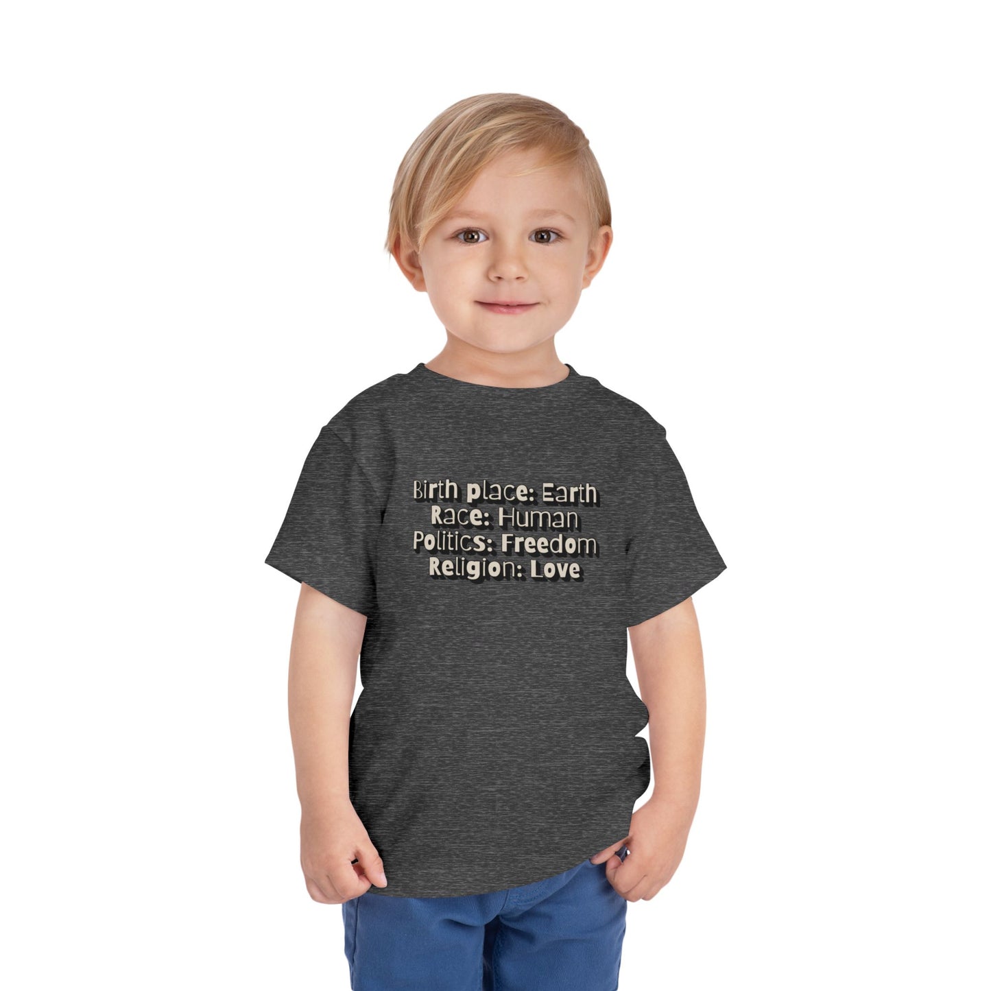 Earthly, Free, Loving Human - Unisex Toddler/Kid - Front Print on Light & Dark Tees👕