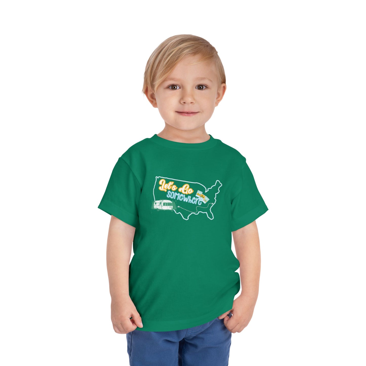 Let's Go Somewhere - Unisex Toddler/Kid - Front Print on Light & Dark Tees👕