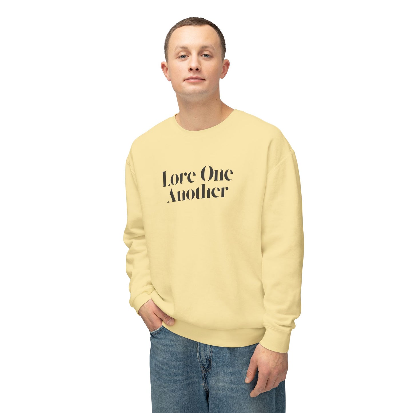 Love One Another - Unisex - On Dark Lightweight Crewneck Sweatshirt 👕