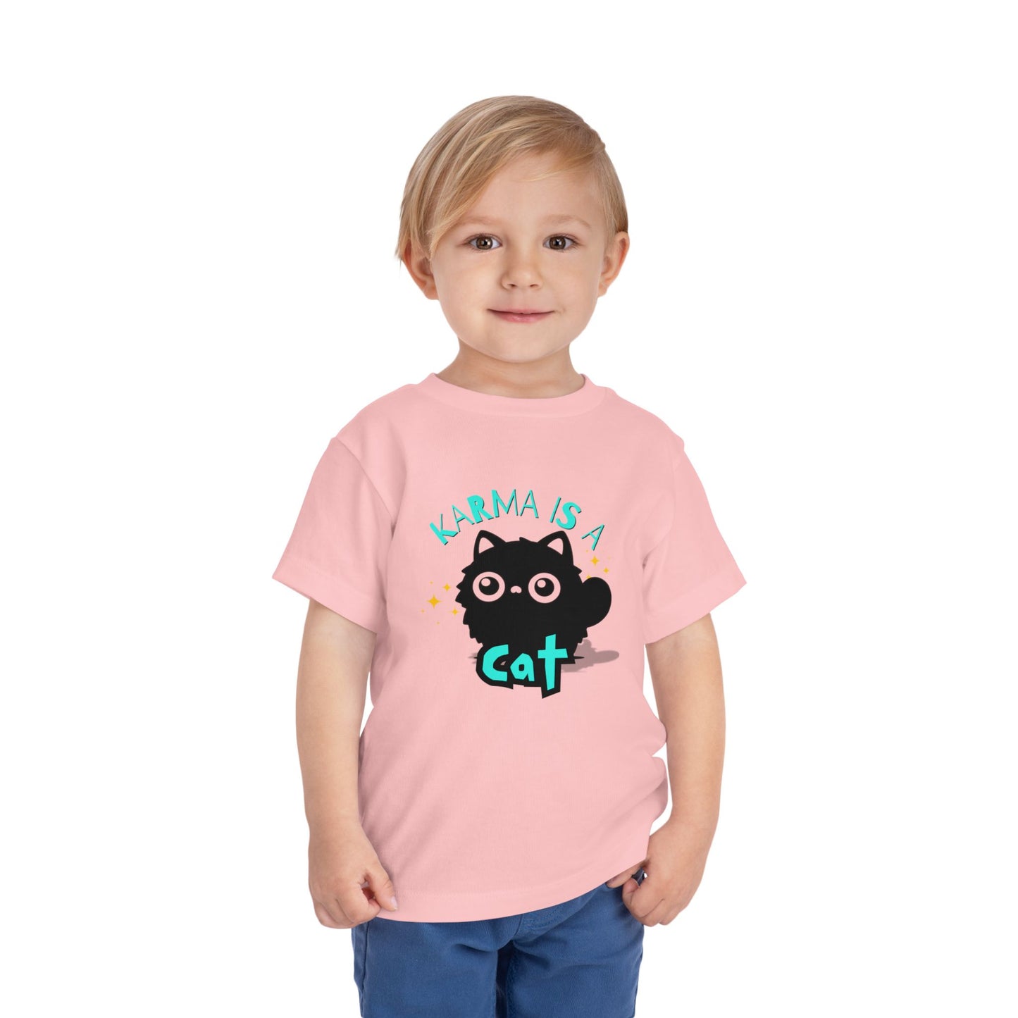 Karma is a Cat - Unisex Toddler/Kid - Front Print on Light & Dark Tees👕