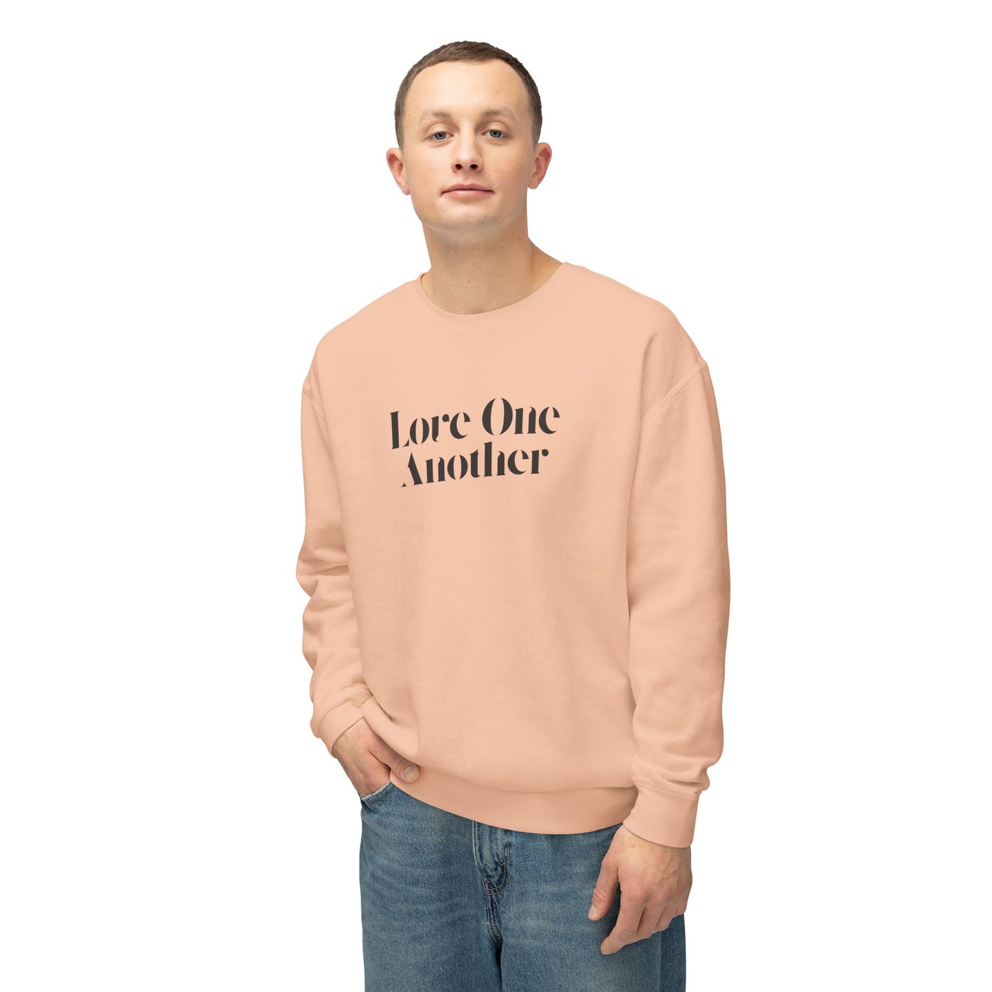 Love One Another - Unisex - On Dark Lightweight Crewneck Sweatshirt 👕