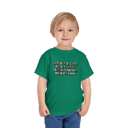 Earthly, Free, Loving Human - Unisex Toddler/Kid - Front Print on Light & Dark Tees👕