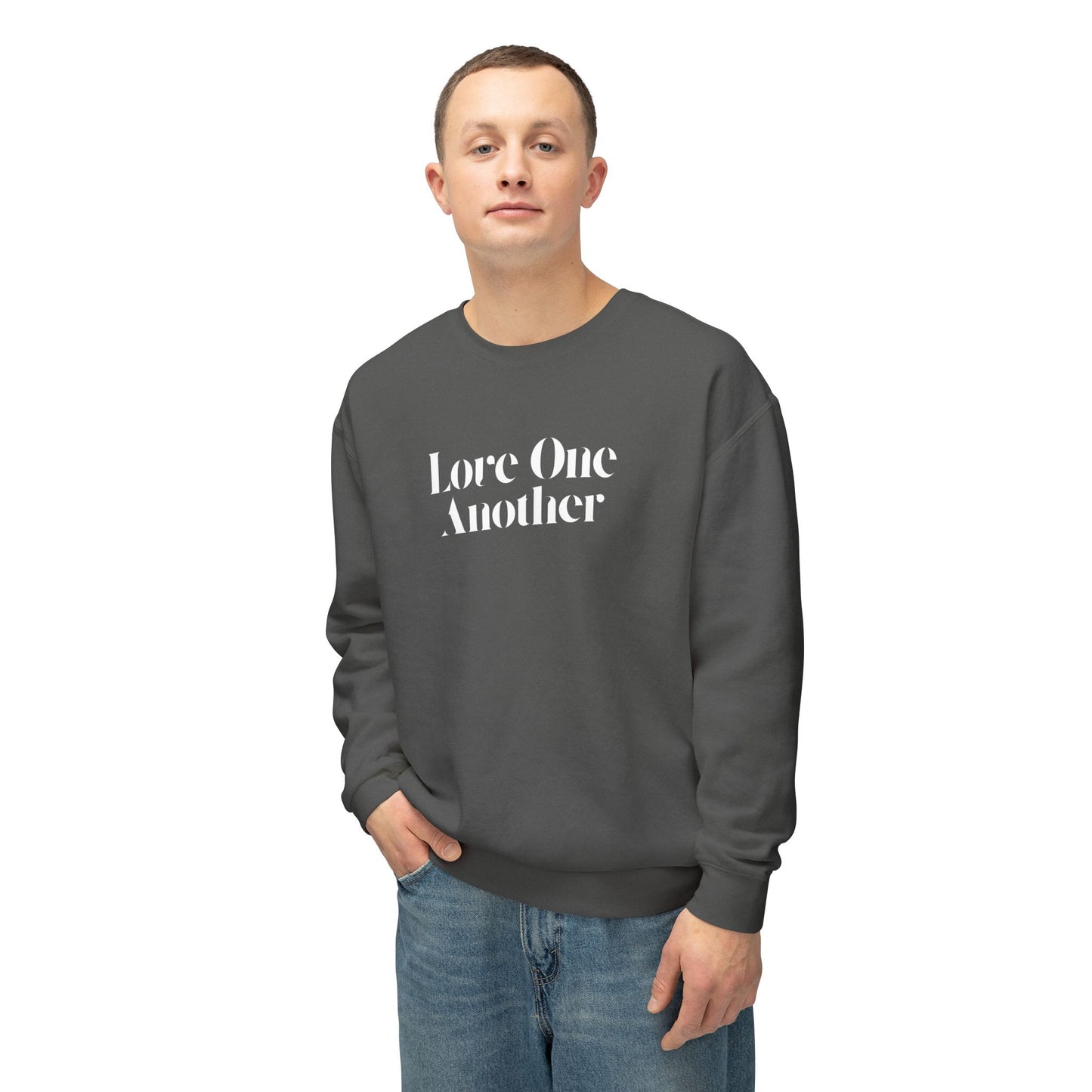 Love One Another - Unisex - On Dark Lightweight Crewneck Sweatshirt 👕