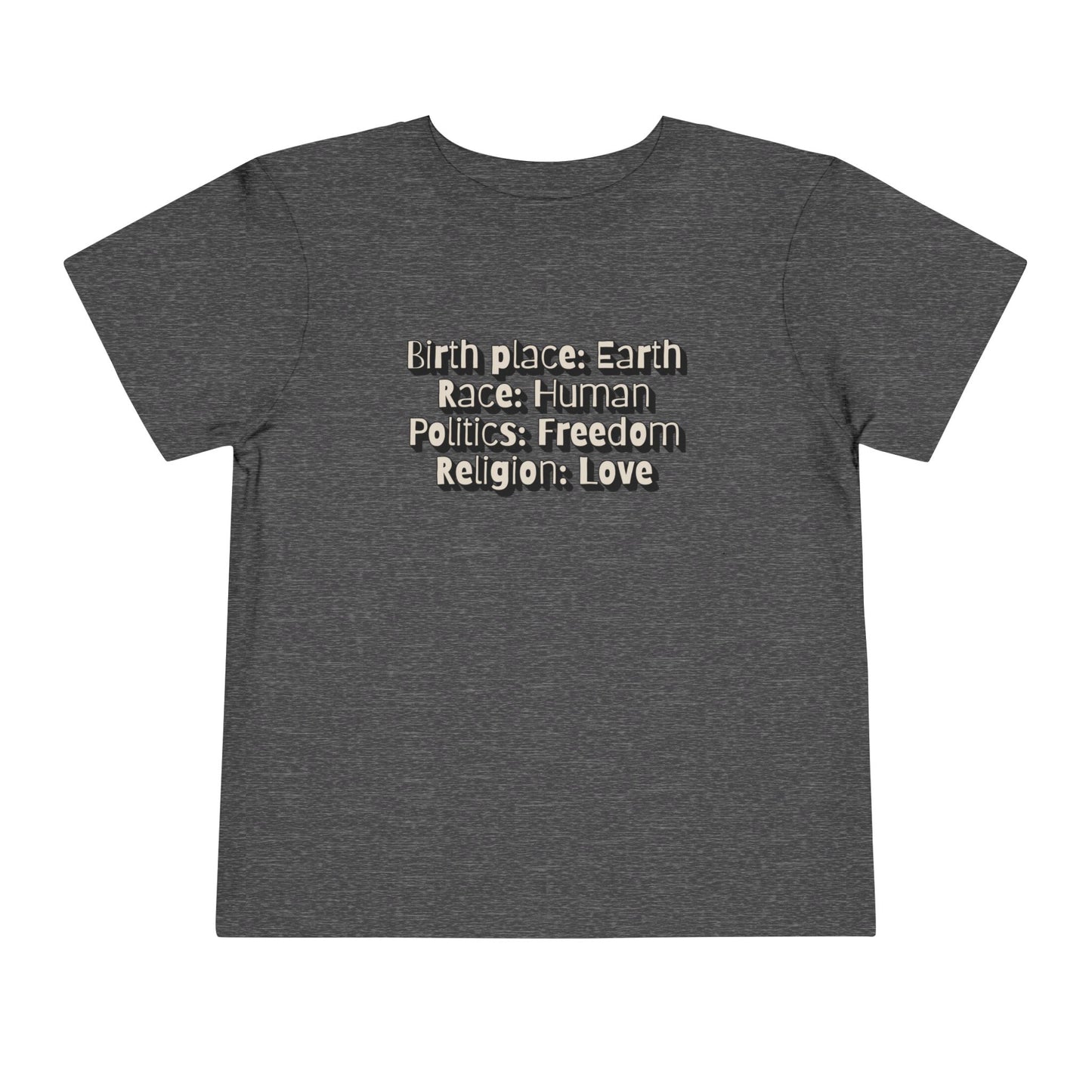 Earthly, Free, Loving Human - Unisex Toddler/Kid - Front Print on Light & Dark Tees👕