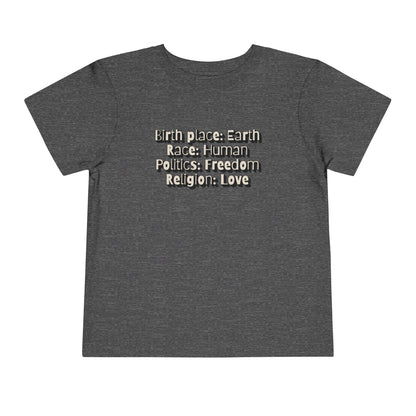 Earthly, Free, Loving Human - Unisex Toddler/Kid - Front Print on Light & Dark Tees👕