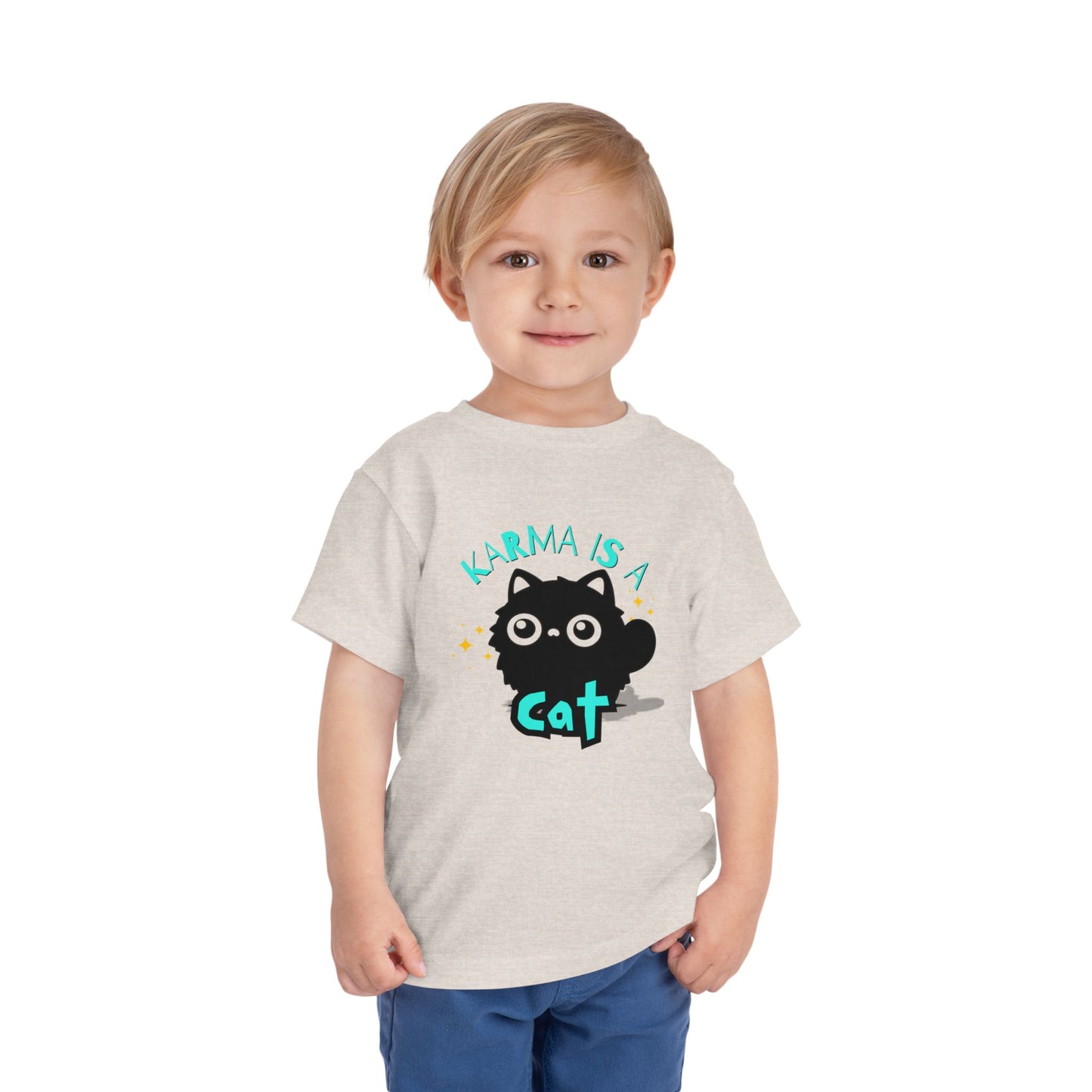 Karma is a Cat - Unisex Toddler/Kid - Front Print on Light & Dark Tees👕