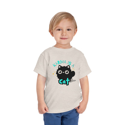 Karma is a Cat - Unisex Toddler/Kid - Front Print on Light & Dark Tees👕