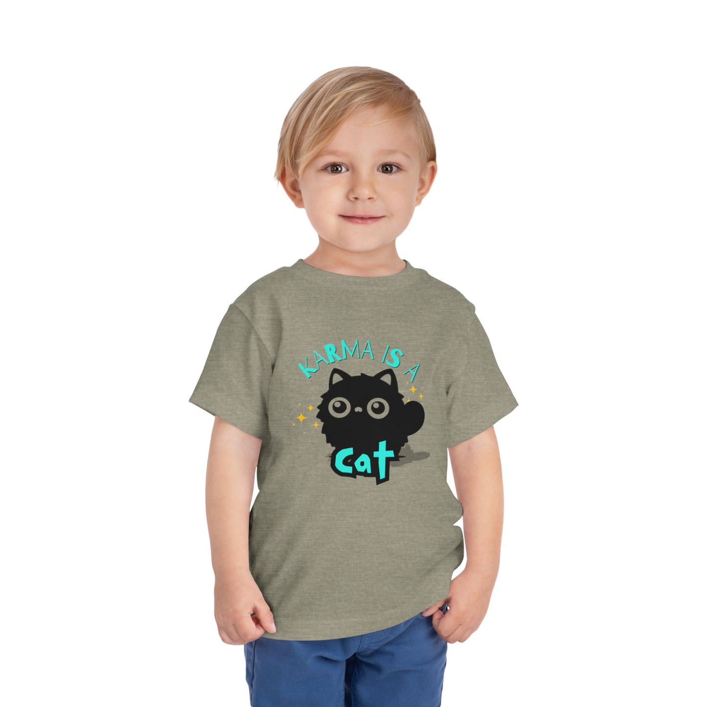 Karma is a Cat - Unisex Toddler/Kid - Front Print on Light & Dark Tees👕