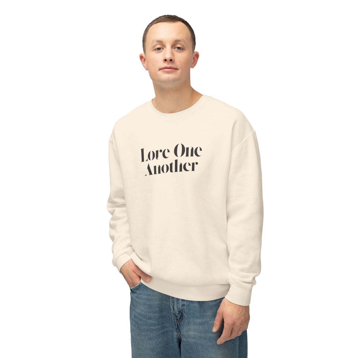Love One Another - Unisex - On Dark Lightweight Crewneck Sweatshirt 👕