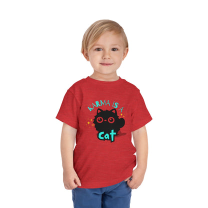 Karma is a Cat - Unisex Toddler/Kid - Front Print on Light & Dark Tees👕