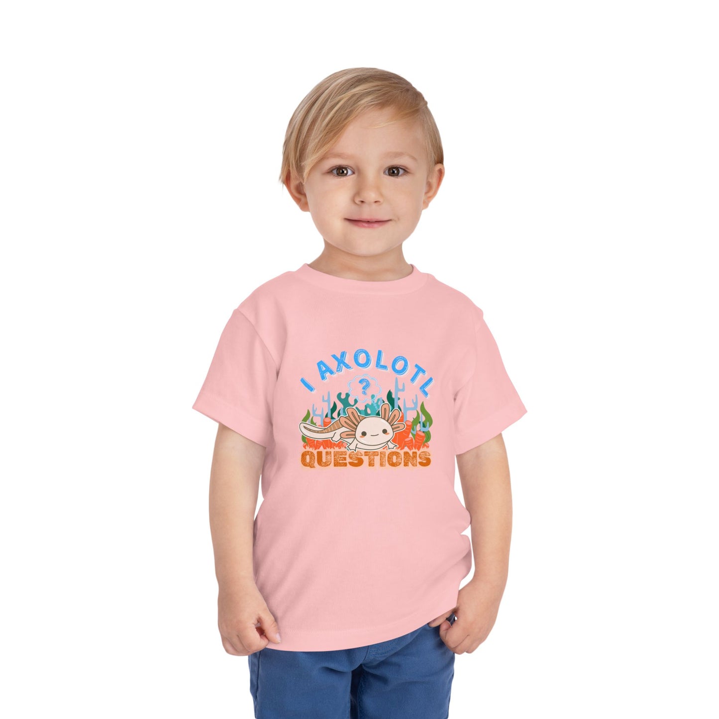 Axolotl Questions  - Unisex Toddler/Kid - Front  Print on Light & Dark Tees 👕