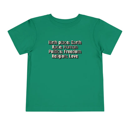Earthly, Free, Loving Human - Unisex Toddler/Kid - Front Print on Light & Dark Tees👕