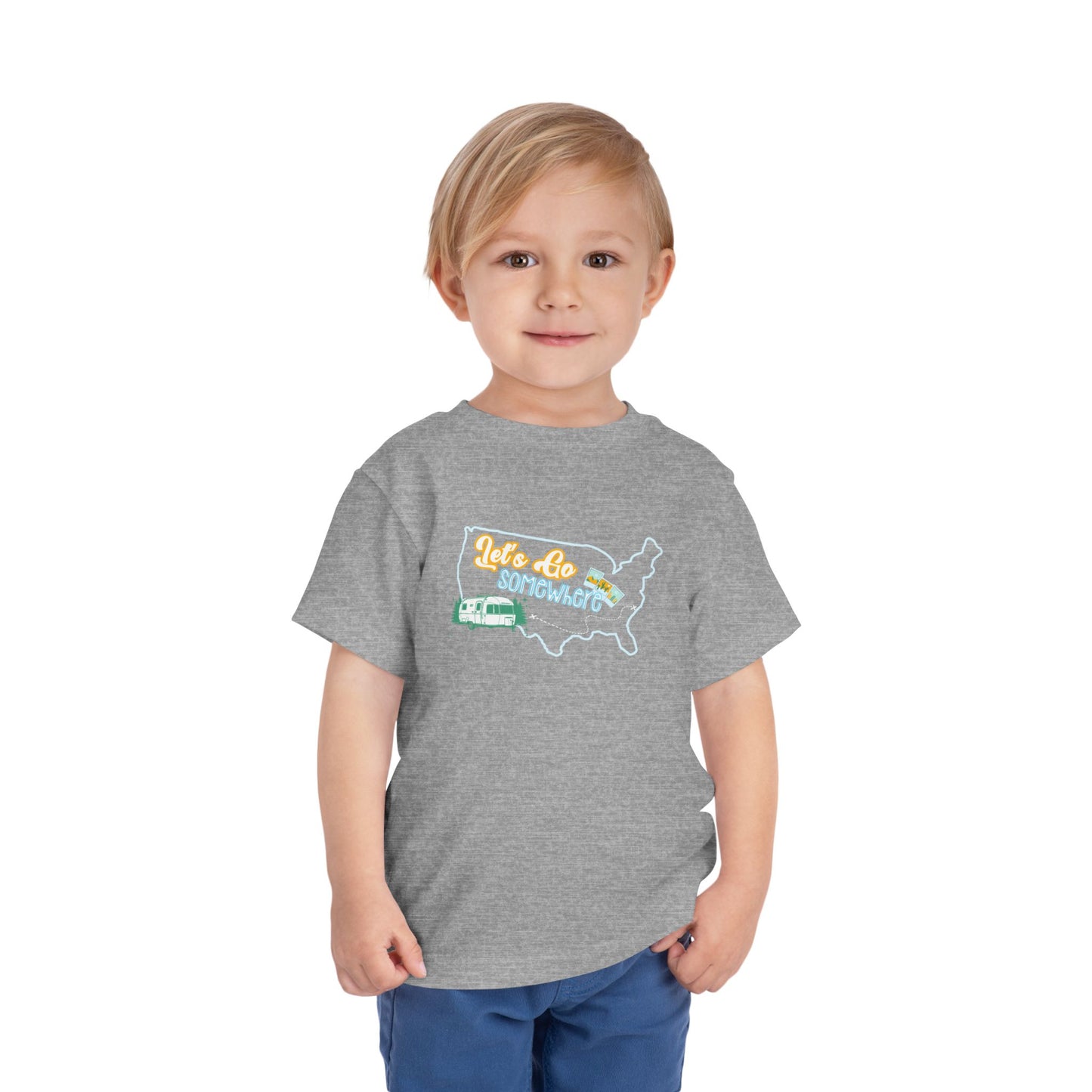 Let's Go Somewhere - Unisex Toddler/Kid - Front Print on Light & Dark Tees👕