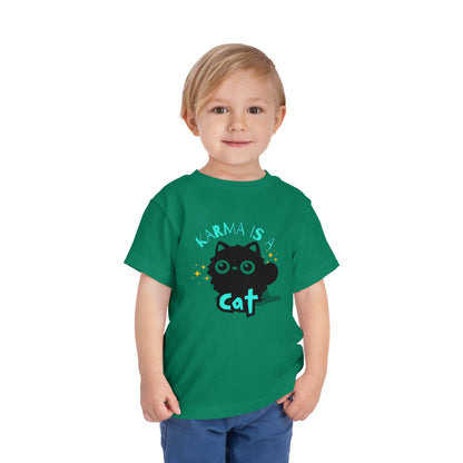 Karma is a Cat - Unisex Toddler/Kid - Front Print on Light & Dark Tees👕