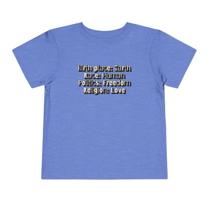 Earthly, Free, Loving Human - Unisex Toddler/Kid - Front Print on Light & Dark Tees👕