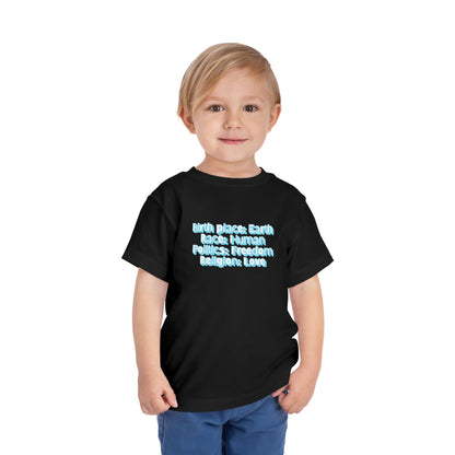 Earthly, Free, Loving Human - Unisex Toddler/Kid - Front Print on Light & Dark Tees👕