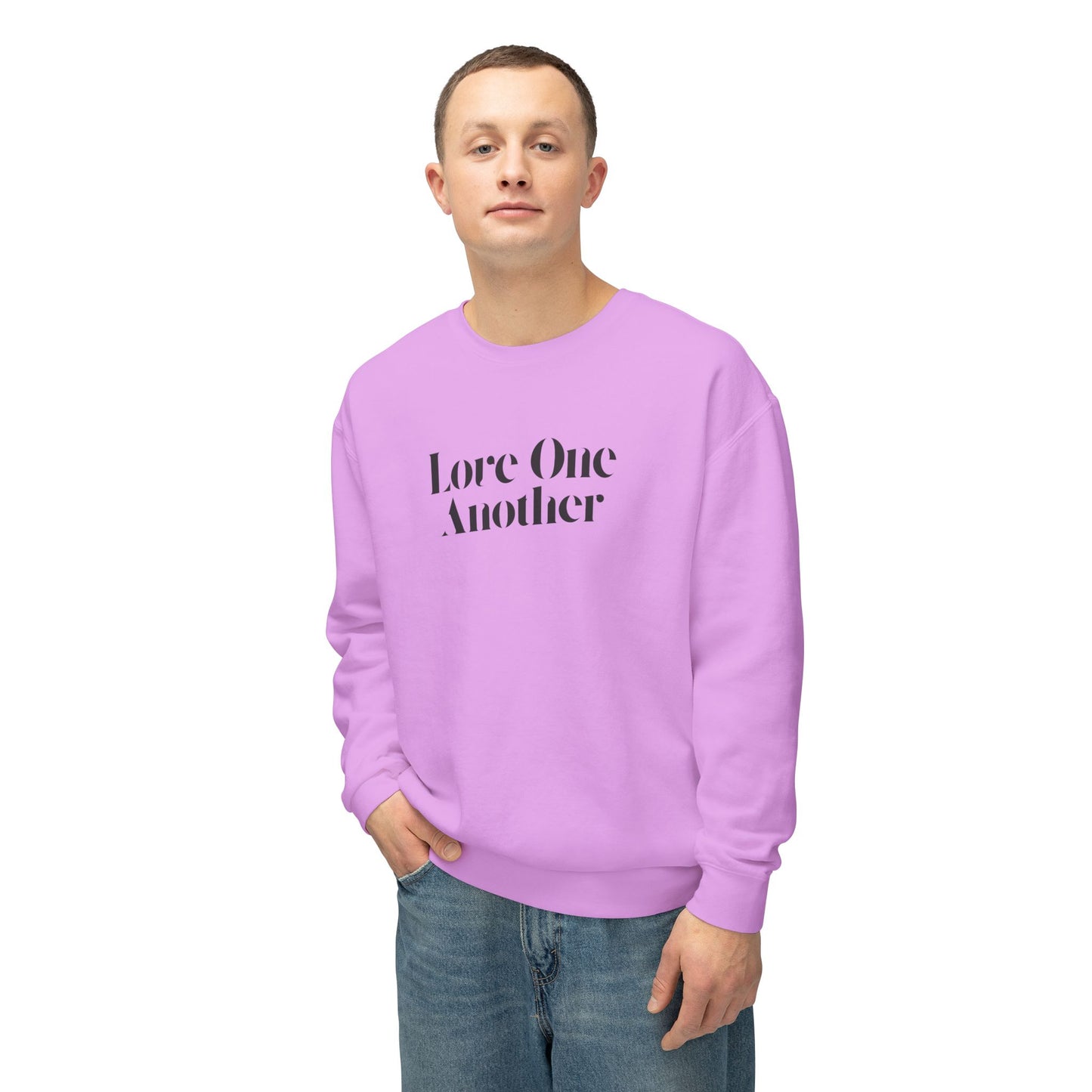 Love One Another - Unisex - On Dark Lightweight Crewneck Sweatshirt 👕