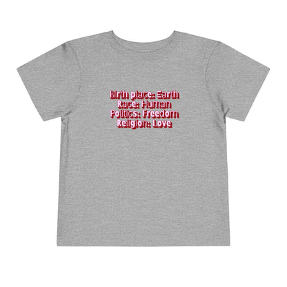 Earthly, Free, Loving Human - Unisex Toddler/Kid - Front Print on Light & Dark Tees👕