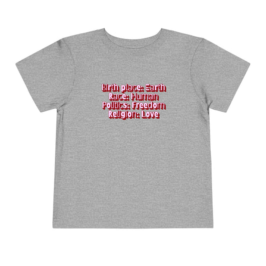 Earthly, Free, Loving Human - Unisex Toddler/Kid - Front Print on Light & Dark Tees👕