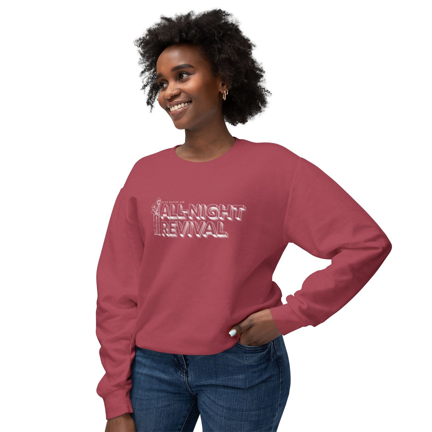All Night Revival - Unisex - On Dark Lightweight Crewneck Sweatshirt 👕
