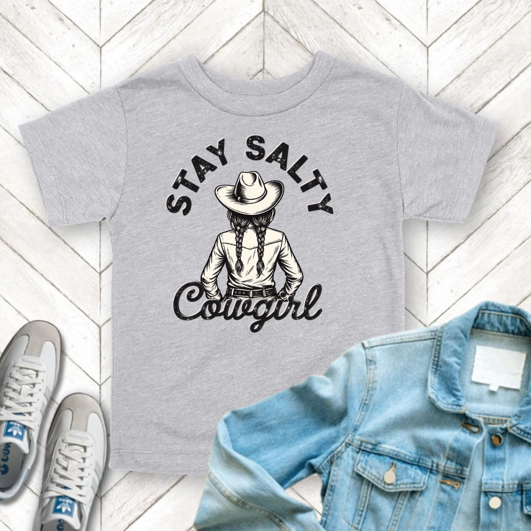Salty Cowgirl - Unisex Toddler/Kid - Front Print on Light & Dark Tees 👕