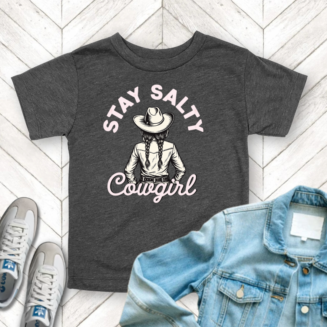 Salty Cowgirl - Unisex Toddler/Kid - Front Print on Light & Dark Tees 👕
