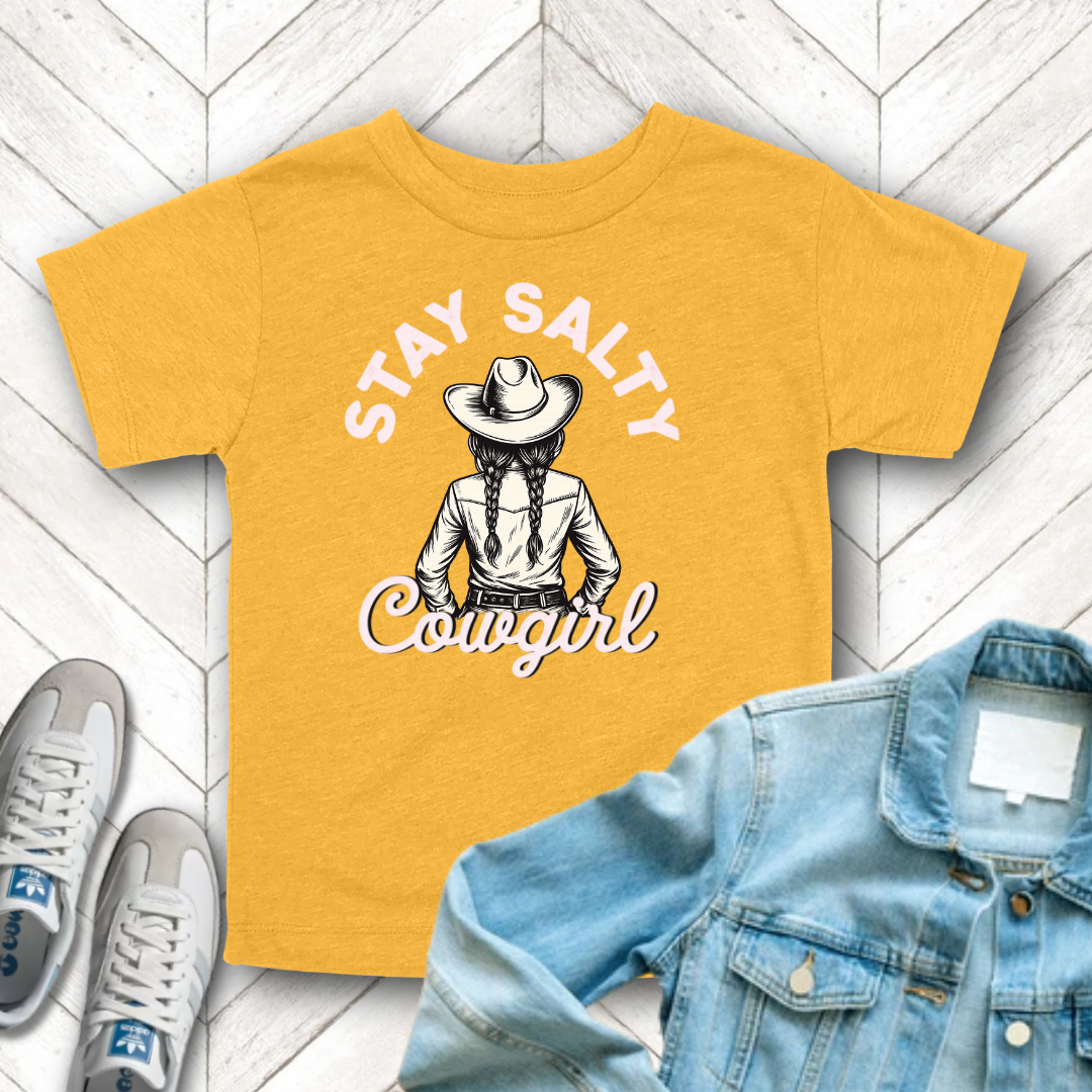 Salty Cowgirl - Unisex Toddler/Kid - Front Print on Light & Dark Tees 👕