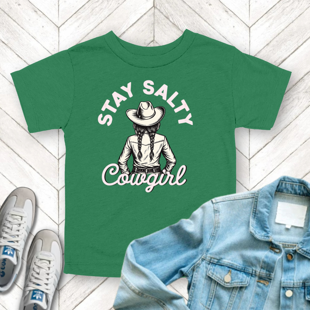 Salty Cowgirl - Unisex Toddler/Kid - Front Print on Light & Dark Tees 👕