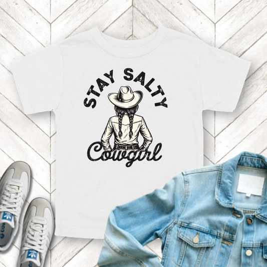 Salty Cowgirl - Unisex Toddler/Kid - Front Print on Light & Dark Tees 👕